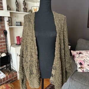 Free People Textured Olive Cardigan size L